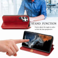 Pikkukuva 5 / 6: Nahkakotelo With A Stylish Rhombus Imprint For Samsung Galaxy S23 Ultra - Punainen Red