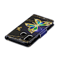 Miniatyrbillede 2 af 2: Samsung Galaxy A40 mønstret lædercover - sommerfugl med diamant Multicolor