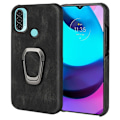 Miniatyrbillede 1 af 2: Stødsikkert lædercover med oval kickstand til Motorola Moto E30 / E20 / E40 - Sort Black