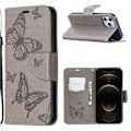 Miniatyrbild 1 av 2: Butterfly läder iPhone 12 Pro Max fodral - Silver/Grå Silvergrå