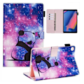 Pikkukuva 1 / 2: Samsung Galaxy Tab A 8.0 + S Pen (2019) tyylikäs kuvioitu nahkainen flip-kotelo - Panda Multicolor