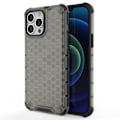 Miniatyrbillede 1 af 2: iPhone 14 Pro 6,1 tommer Honeycomb Textured Phone Case Forbedrede hjørner Fleksibel og stødsikker Drop-proof Cover - Sort Black