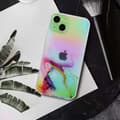 Miniatyrbillede 2 af 2: Marmor etui til iPhone 15 Plus - Grøn Multicolor