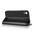 Miniatyrbillede 2 af 2: Crazy Horse iPhone Xr flip cover i ægte læder - Sort Black