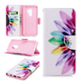 Miniatyrbillede 1 af 2: Samsung Galaxy S9 Plus Printet Mønster PU læder flip etui - Farverigt Kronblad Multicolor