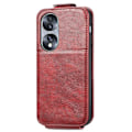 Miniatyrbillede 2 af 2: Vertical Flip Phone Etui med Zipper til Honor 70 - Rød Red