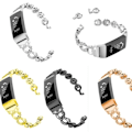 Miniatyrbillede 2 af 2: Fitbit Charge 4 / 3 stilfuld urrem med rhinestone-dekor - Rødguld Pink