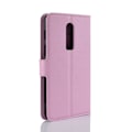 Miniatyrbild 2 av 2: OnePlus 6 mobilfodral PU läder skyddande stående läge plånbok litchi textur - Rosa Rosa