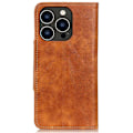 Miniatyrbillede 2 af 2: Alpha iPhone 14 Pro læder flip etui - Brun Brown