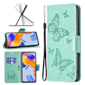 Miniatyrbild 2 av 2: Butterfly läder Xiaomi Redmi Note 11S 5G / Xiaomi Redmi Note 11 Pro fodral - Grön Grön