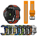 Miniatyrbillede 2 af 2: Garmin Fenix 7X tofarvet silikone-urrem - Orange / Sort Orange