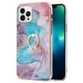 Pikkukuva 1 / 2: Marble Patterned Suojakuori With Ring Holder For iPhone 14 Pro Max - Milky Way Marble Blue Multicolor