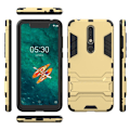 Miniatyrbillede 2 af 2: Nokia 5.1 Plus beskyttelsesetui i kombimaterialer med cool overfalde og stativ - Guld Gold