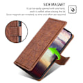 Pikkukuva 6 / 6: Krokotiilin Nahkainen Läppäkotelo For OnePlus 11 - Ruskea Brown