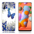 Miniatyrbillede 1 af 2: Deco Samsung Galaxy A11 Cover - Blå Sommerfugl og Blomst Blue