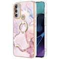 Pikkukuva 1 / 2: Marble Patterned Suojakuori With Ring Holder For Motorola Moto G51 5G - Rose Kulta Marble Haze Pink