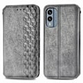 Pikkukuva 1 / 6: Nahkakotelo With A Stylish Rhombus Imprint For Nokia X30 - Harmaa Silver grey