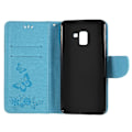 Miniatyrbillede 2 af 2: Samsung Galaxy A8 (2018) imprinted sommerfugl Blomster PU læder flip etui - blå Blue