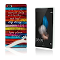 Miniatyrbillede 1 af 2: Westergaard Huawei Ascend P8 Lite Cover - Farverige Træstriber Med Citater Multicolor