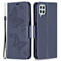 Miniatyrbillede 1 af 2: Butterfly Samsung Galaxy A22 4G Flip Etui - Mørkeblå Blue