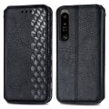 Pikkukuva 1 / 6: Nahkakotelo With A Stylish Rhombus Imprint For Sony Xperia 1 IV - Musta