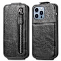Pikkukuva 1 / 4: Vertical Flip Phone Suojakotelo With Zipper For iPhone 13 Pro - Musta Black