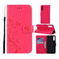 Miniatyrbillede 1 af 2: Samsung Galaxy A50 aftryk Sommerfugl blomster læder etui - Rose Pink