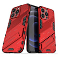 Miniatyrbillede 1 af 2: Kickstand Hybrid Hard Bumpresistent Soft Flexible stødsikkert Protective Case iPhone 13 Pro Max 6,7 tommer - Rød Red