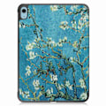 Miniatyrbillede 2 af 6: Tri-fold stander etui iPad 10.9 (2022) Pattern Printing Anti-fall Anti-wear Folio Flip Vegansk Læder Tablet Cover - Abrikosblomst Blue