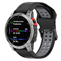 Miniatyrbillede 4 af 6: Garmin Enduro 2 / Tactix 7 / Fenix 7 tofarvet silikone urrem - Sort / Grå Black