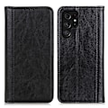 Miniatyrbillede 1 af 2: Samsung Galaxy S22 Ultra ægte læderetui med magnetisk lukning - Sort Black
