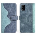 Miniatyrbillede 1 af 2: To Farvet Læder Flip Case til Samsung Galaxy A41 - Blå Blue