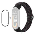 HAT PRINCE Xiaomi Smart Band 8 nylon punos hihna näytönsuojalla - Starlight Musta Black
