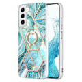 Pikkukuva 1 / 2: Marble Patterned Suojakuori With Ring Holder For Samsung Galaxy S23 Plus - Sininen Blue