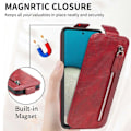 Pikkukuva 4 / 6: Vertical Flip Phone Suojakotelo With Zipper For Samsung Galaxy A73 - Punainen Red