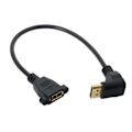 Miniatyrbild 1 av 2: DP-015-DN förlängningskabel för DisplayPort hankontakt till honkontakt 90 grader uppåtvinklad 30CM Svart