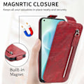 Miniatyrbillede 3 af 6: Vertical Flip Phone Etui med Zipper til Motorola Moto E32s / E32 / G22 - Rød Red