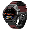 Miniatyrbillede 2 af 3: Dobbeltfarvet silikoneurrem til Garmin Watch og Coros Vertix - Rødvin / Sort Red