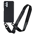 Miniatyrbillede 1 af 2: Tyndt TPU-etui med mat finish og justerbar strop til Samsung Galaxy A04s / A13 5G - Sort Black