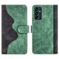 Miniatyrbillede 1 af 2: To Farvet Læder Flip Case til Samsung Galaxy M13 4g - Grøn Green