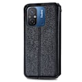 Miniatyrbillede 2 af 2: Læder Etui med A Stilfuldt Rhombus Tryk til Xiaomi Redmi 12C / 11a - Sort Black