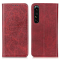 Pikkukuva 1 / 2: Lompakko-style Aitoa Nahkaa Läppäkotelo For Sony Xperia 1 V - Punainen Red