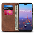 Miniatyrbillede 2 af 2: Huawei P20 Pro auto-absorberende læder flip etui - Kaffe Brown