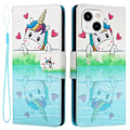 Miniatyrbillede 1 af 2: Wonderland iPhone 14 flip etui - Hjerteform / Hest Blue