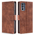 Pikkukuva 1 / 2: Krokotiilin Nahkainen Läppäkotelo For Motorola Moto G62 5g - Ruskea Brown