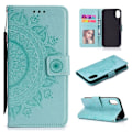 Miniatyrbillede 1 af 2: iPhone Xr flip case i læder med Mandala-mønster - Cyan Green