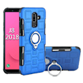 Miniatyrbild 2 av 2: Samsung Galaxy J8 (2018) mobilskal plast silikon ringhållare utfällbart ben magnetiska bilhållare - Ljusblå Blå