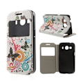 Miniatyrbillede 1 af 2: Moberg View Læder Etui Til Samsung Galaxy Ace 4 - Sommerfugl og Cirkler Multicolor