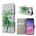 Pikkukuva 1 / 2: Samsung Galaxy S10 Plus risti pintainen nahkainen flip suojakotelo - Vihreä Puu Green