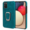 Miniatyrbild 1 av 2: Stötsäkert läderfodral med oval kickstand för Samsung Galaxy A02s - Cyan Grön